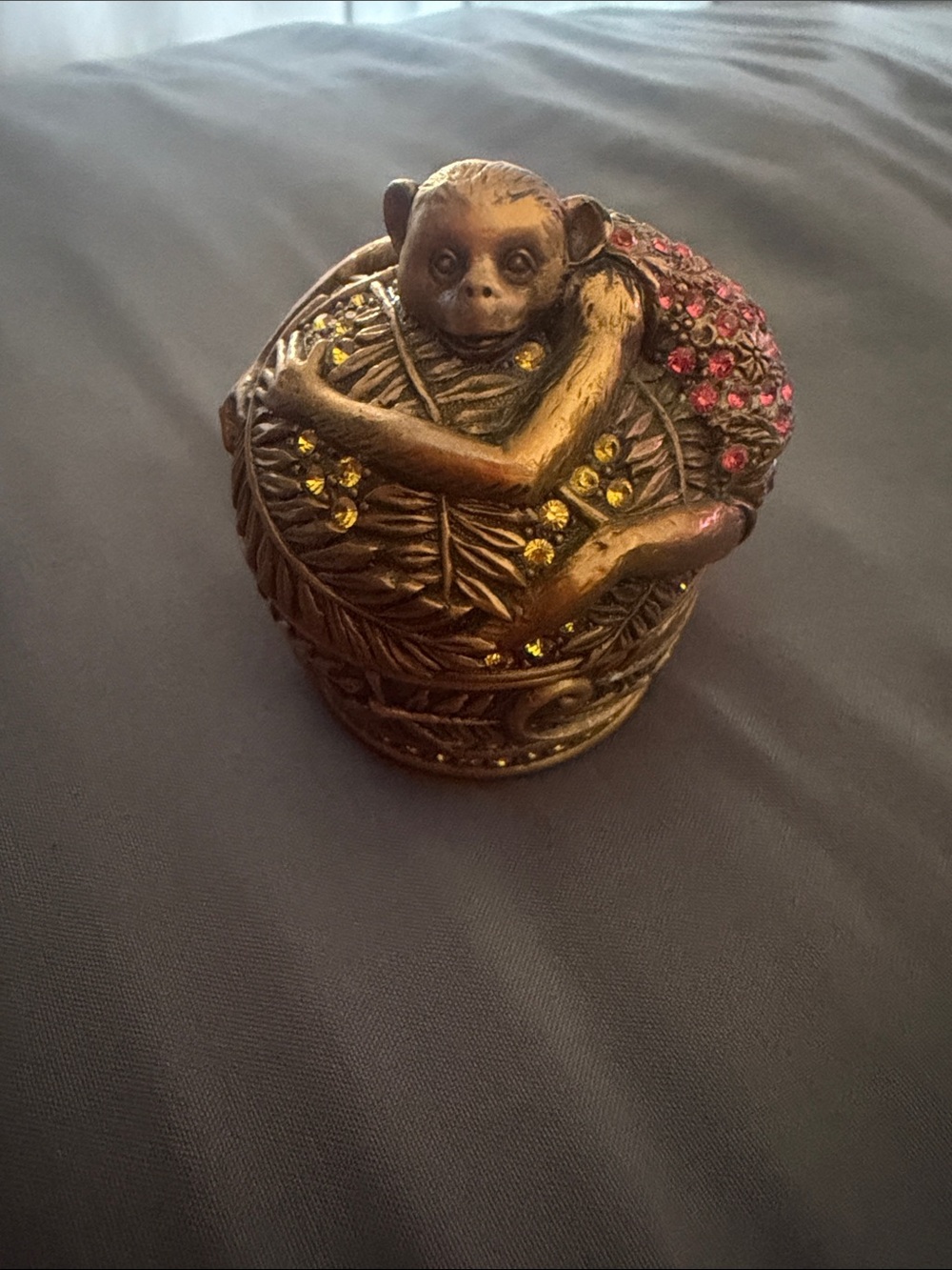 Juno Monkey Box Kashmir Ring Museum Gold Plated 1- 3/4” x 1-1/2”